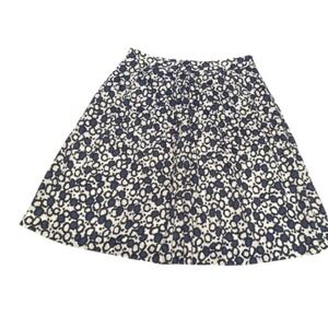 Brooks Brothers A-Line Pleated Blue Leopard Print Skirt Italy Size 8 Preppy